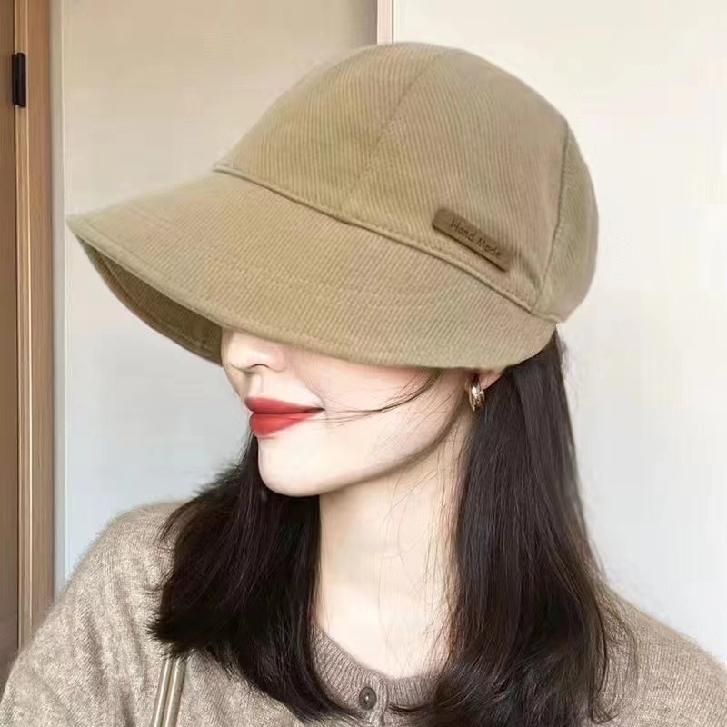 Hat Women's Plain Face-Looking Small Fisherman Hat Adjustable Uv-Proof Casual All-Match Wide Brim Peaked Cap