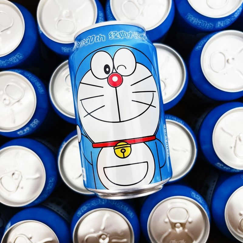 包邮珍珍荔枝味汽水330ml易拉罐哆啦a梦30周年版碳酸饮料怀旧汽水
