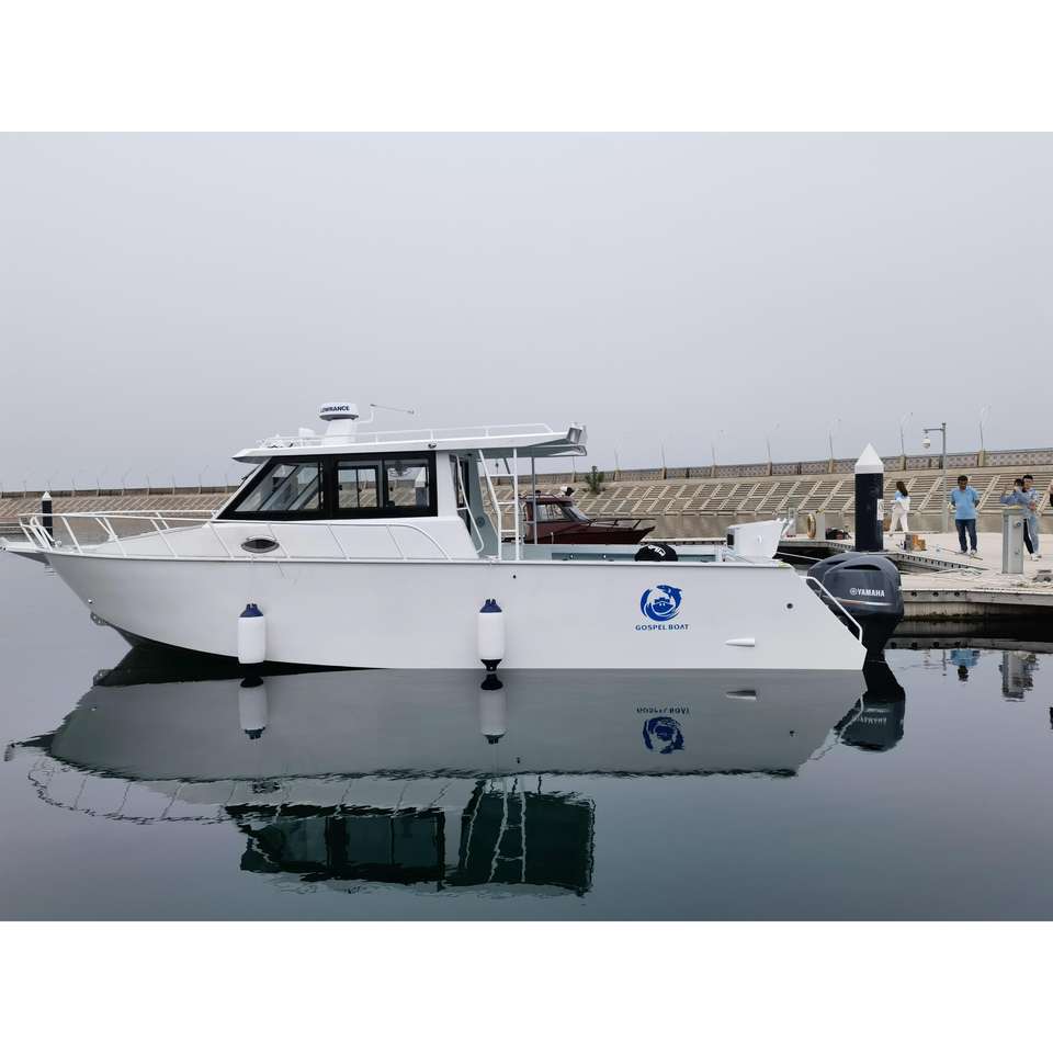 青岛黑色双体钓鱼艇游钓艇出海渔船远洋钓鱼船定制游艇铝合金船