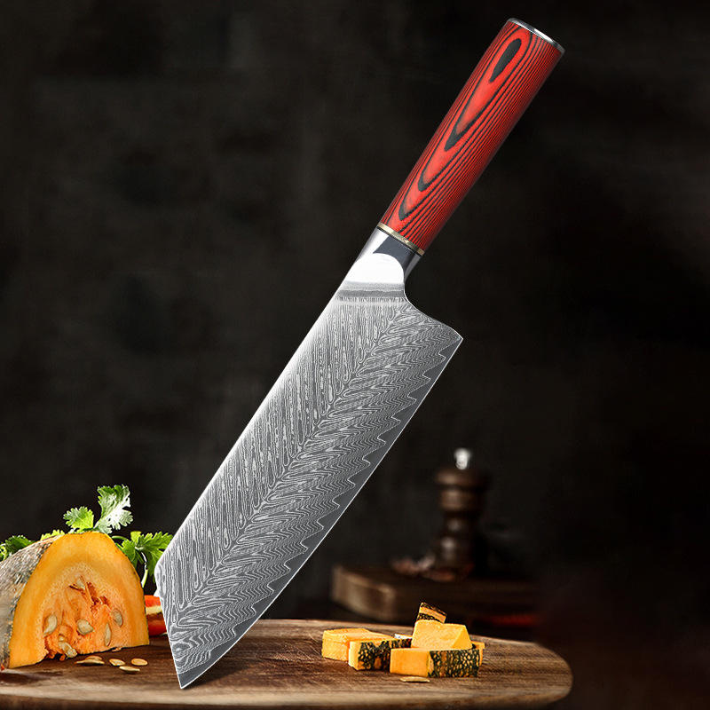 厂家直销厨师刀vg10大马士革钢刀中式菜刀切肉切丝切片刀厨房刀具