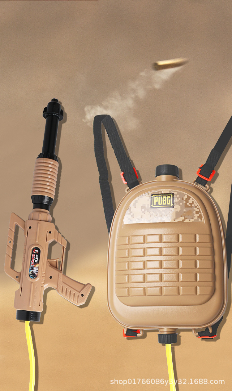 儿童夏季沙滩戏水玩具背包水枪 漂流抽拉式喷水水枪外贸地摊热销