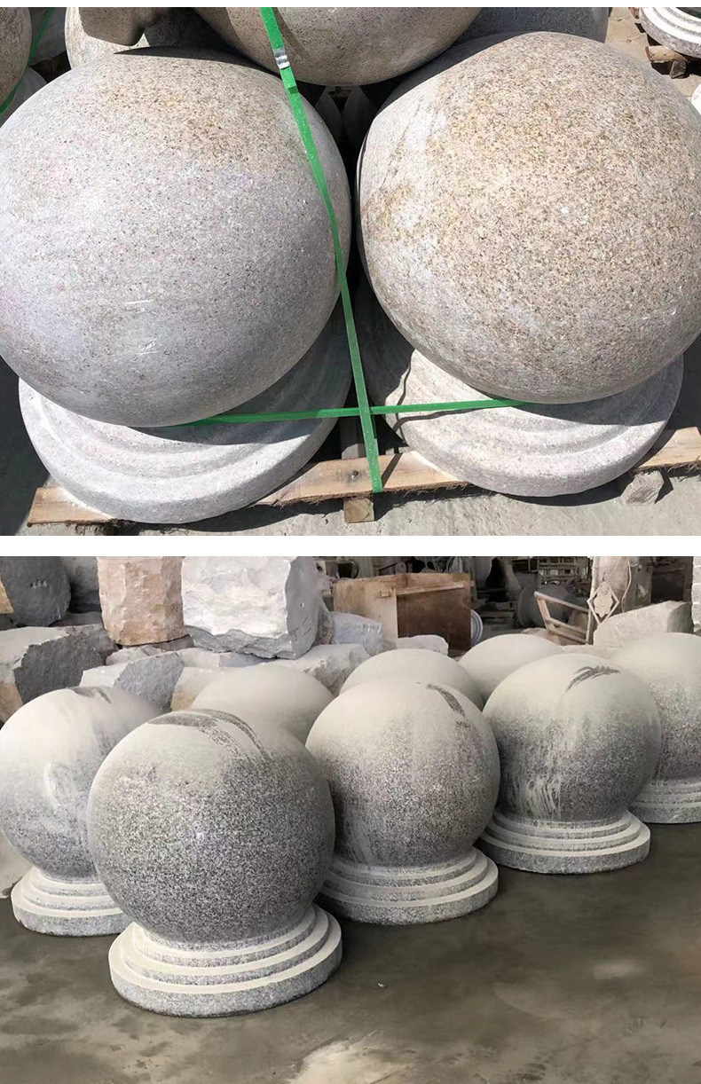 花岗岩挡车球石材停车球芝麻灰圆球石材车止石可定制