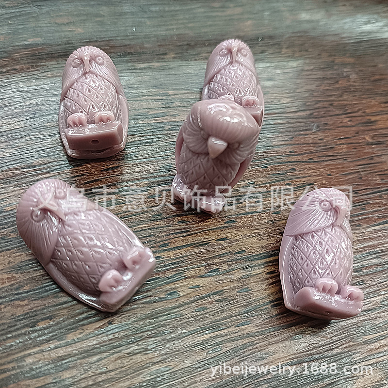 Candy Color Carved Scattered Beads Three-Dimensional Owl 20x33mm Pink Pressure Spacer Beads Bracelet Necklace Ornament DIY Material