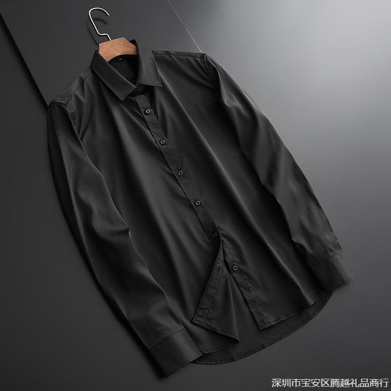 黑色衬衫春季男士长袖韩版潮流学生帅气色正装职业工装商务衬衣