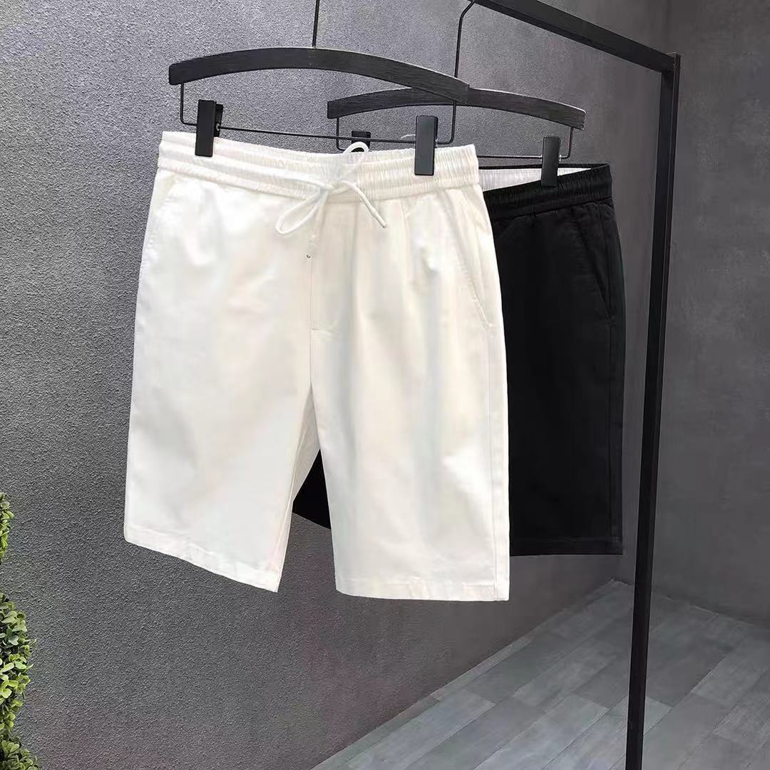 包邮高端潮男夏季穿搭短裤男士夏外穿休闲白色五分裤潮牌松紧系带