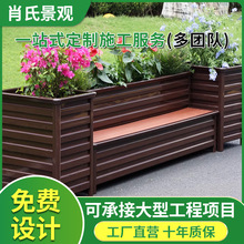 仿木花箱水泥仿木花箱方形绿植组合花箱户外市政水泥景观种植花槽