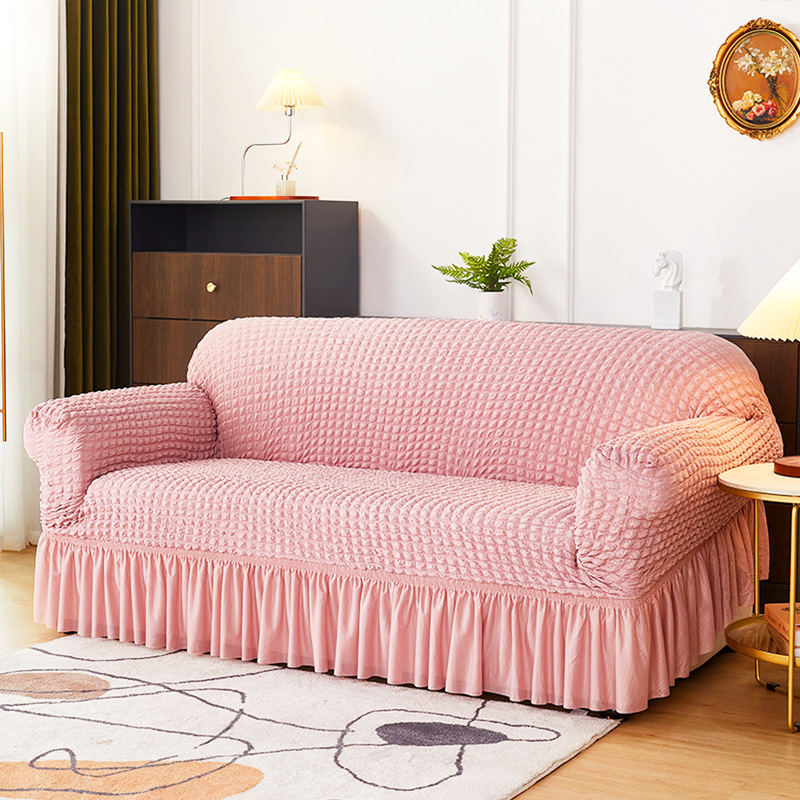 Seersucker Skirt Sofa Cover Elastic All-Inclusive Universal Cover Four Seasons Universal Cross-Border Sofa Cushion Non-Slip Breathable