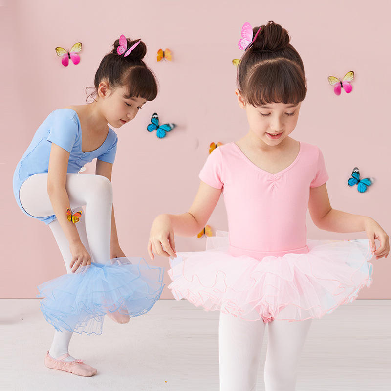 儿童舞蹈服练功服夏女童中国舞考级跳舞服装女孩形体连体芭蕾舞服