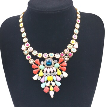 欧美时尚跨境奢华复古波西米亚风花朵项链夸张个性气质项链饰品