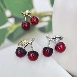 立体仿真水果樱桃合金滴油饰品配件时尚项链吊坠钥匙扣包包挂件