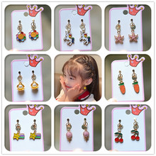 亚马逊跨境耳钉组合儿童饰品彩虹小动物卡通合金滴油女童耳环套装