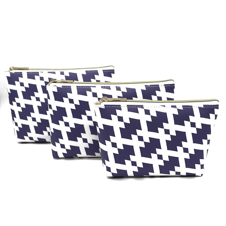 Cross-Border New Arrival Good-looking Cosmetic Bag Large Capacity Houndstooth Dumpling Wash Bag Korean Portable and Simple Storage Bag