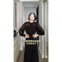 小众设计连衣裙女2024夏季新款轻奢高级感气质御姐赫本风黑色长裙