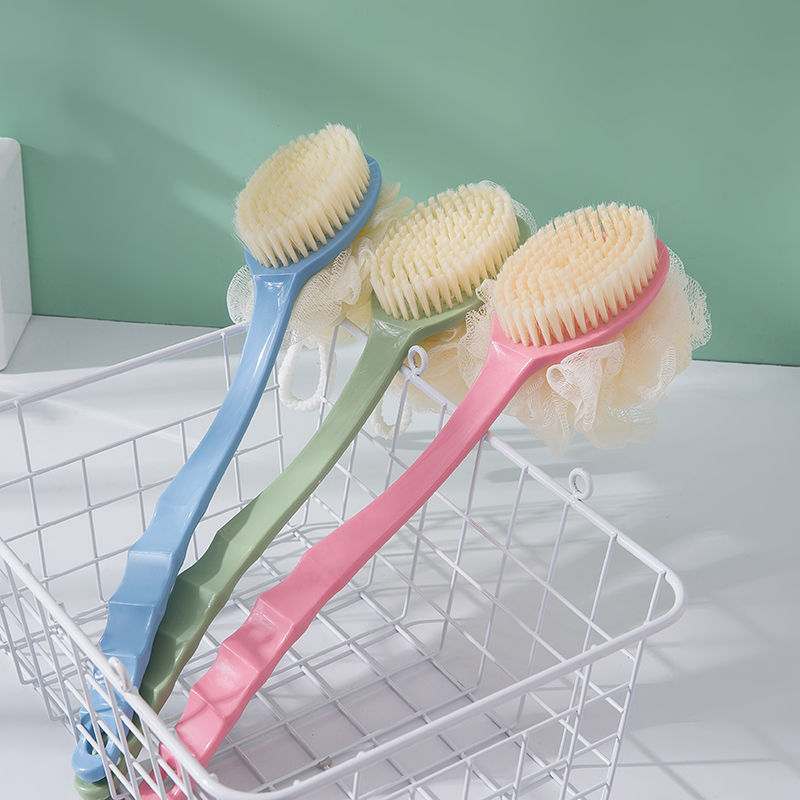 double-sided bath brush long handle bath brush with bath flower soft hair bath brush household bath back massage brush small brush