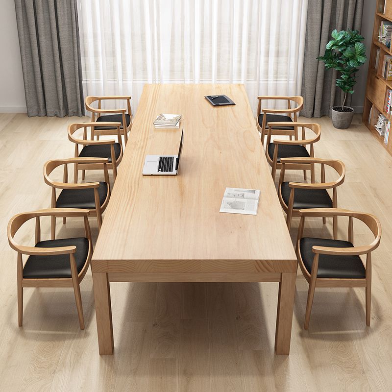 批发实木多人会议桌简约大板书桌休闲学习沙发椅组合原木长桌子工