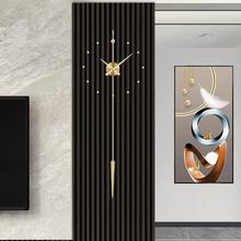 全铜格栅装饰创意电视墙壁挂墙极简挂钟表简约现代客厅家用时尚跨