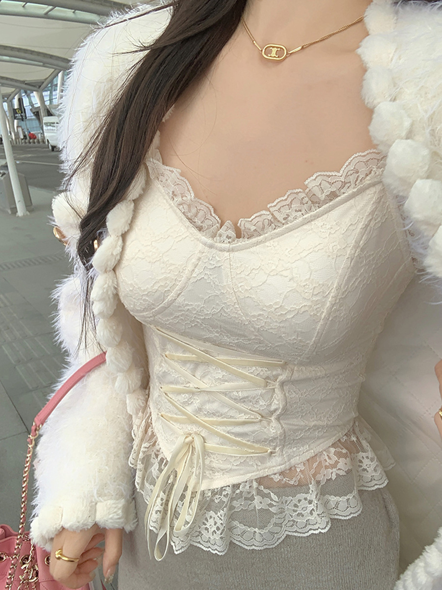 吊带小背心速卖通ebay亚马逊热卖沙滩度假蕾丝超短上衣前开叉性感长裙