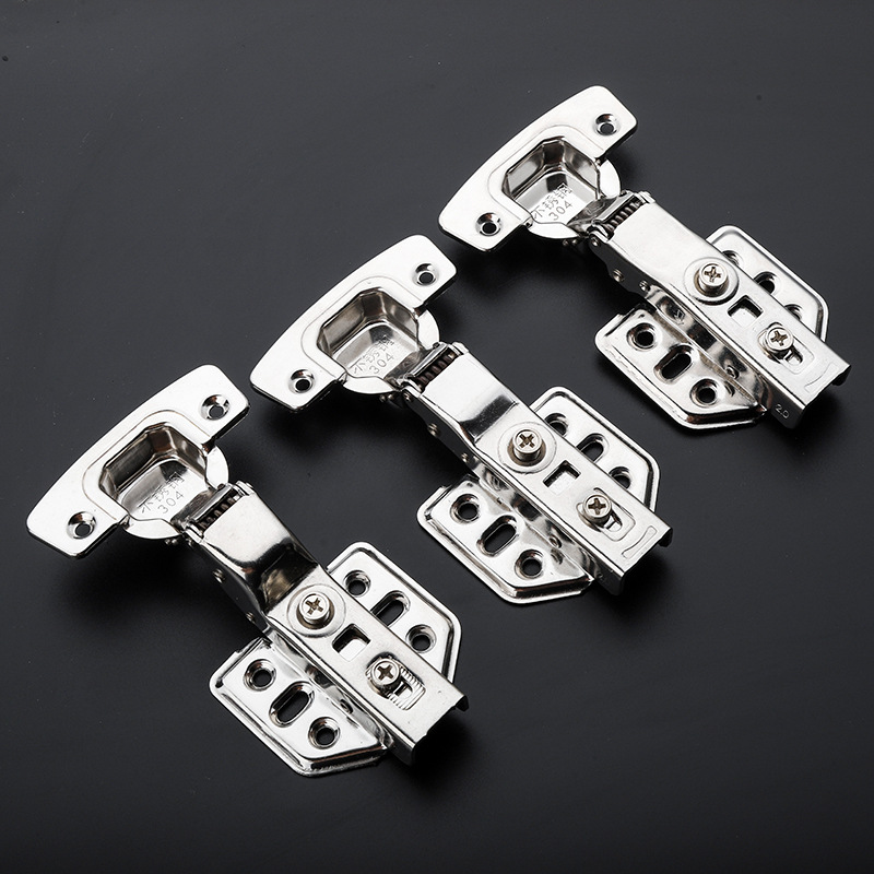 304不锈钢加厚静音合页液压阻尼橱柜门合页大弯中弯直弯弹簧荷叶