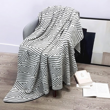 新款ins北欧风几何图案仿羊绒针织毯子空调沙发毛毯午休盖毯装饰