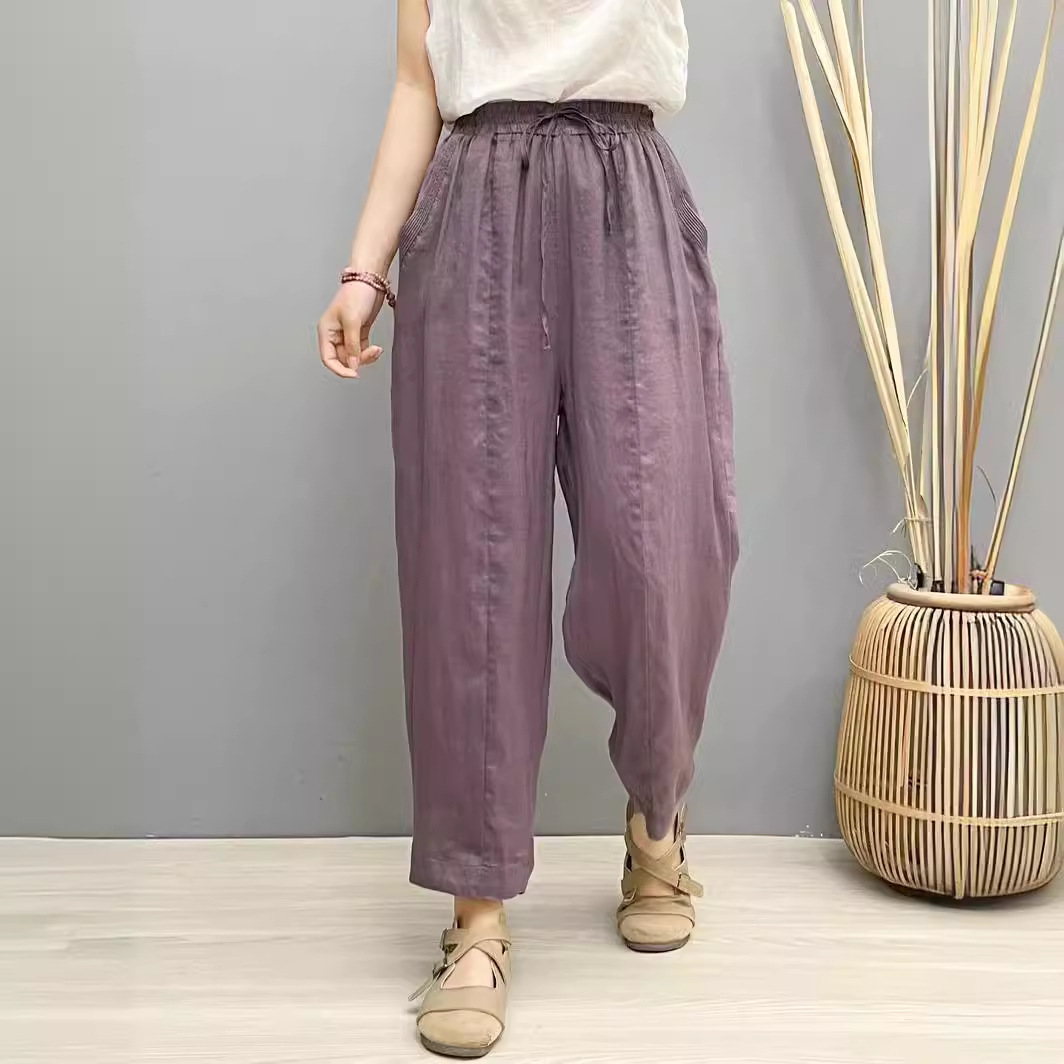2024年新款休闲裤女宽松休闲韩版裤子薄款裤子亲肤透气哈伦裤子
