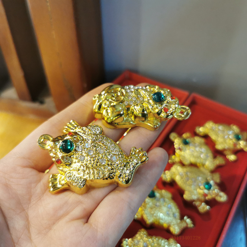 合金镶钻金蟾小貔貅三脚七星迷你金蝉蟾蜍盒装金葫芦