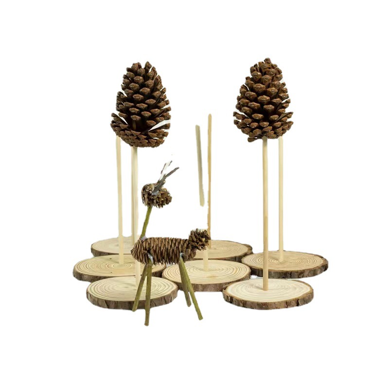 圣诞树手工材料圆木片干树枝幼儿园环创手工diy创意小木片圆片