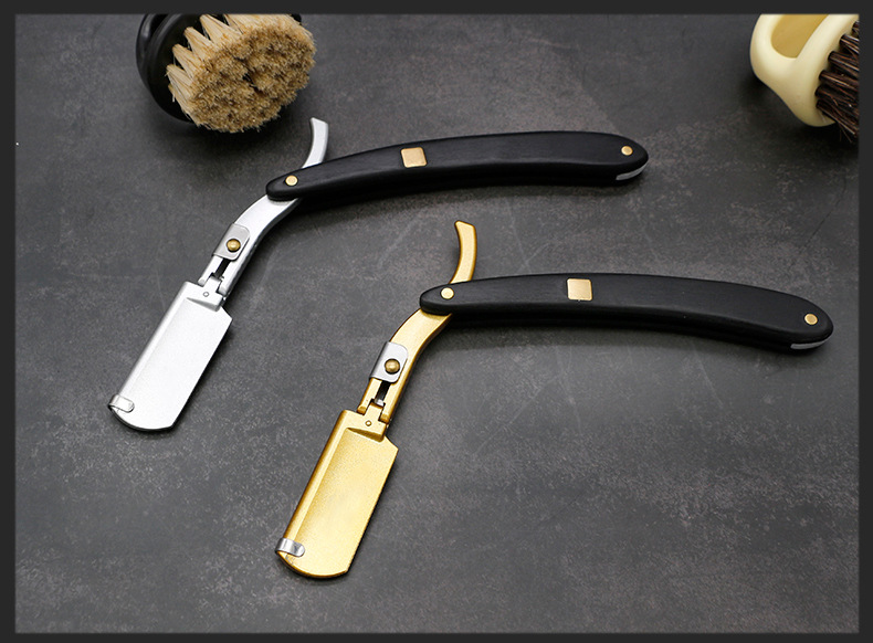 tonis黑檀木复古剃刀理发店男士刮胡剃头刀刮脸修眉替换刀片刮刀