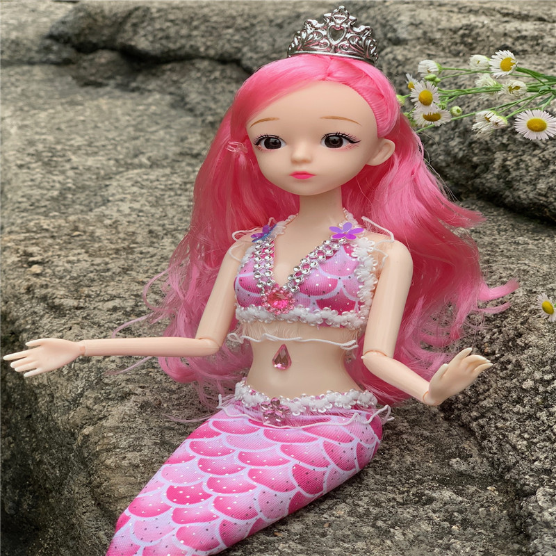 钻尾美人鱼娃娃带蝴蝶翅膀公主玩具洋娃娃女孩儿童礼物礼品
