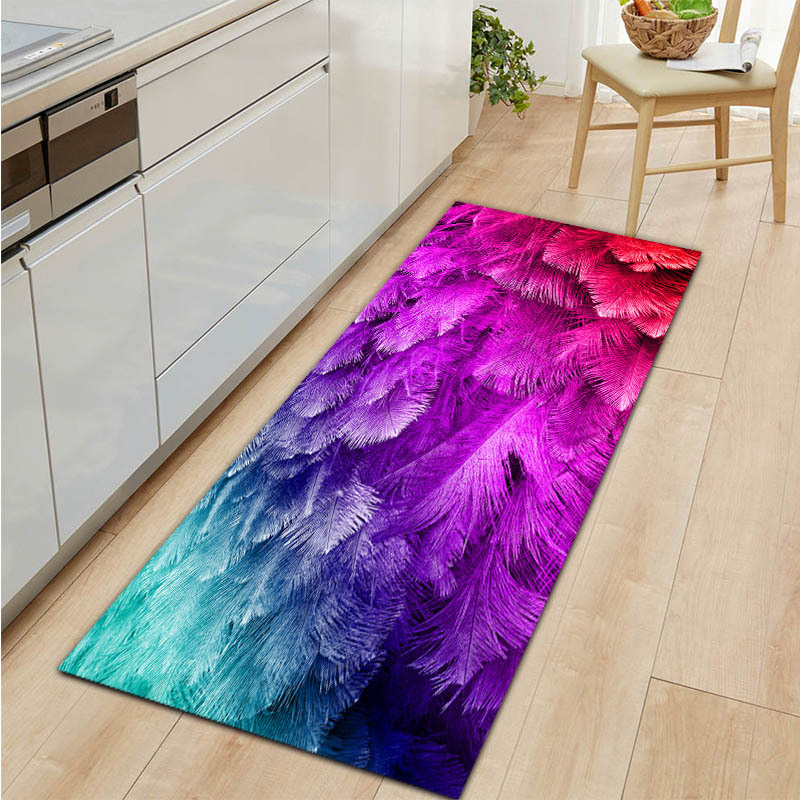 Cross-Border Feather Printed Carpet Floor Mat Door Mat Bathroom Kitchen Anti-Slip Carpet Floor Mat