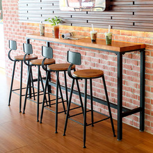 美式乡村loft铁艺实木酒吧咖啡厅长条餐桌椅吧台落地窗墙边玄关桌