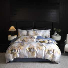 高级风印花床上四件套纯棉床单四件套a类母婴级被套床上用品批发