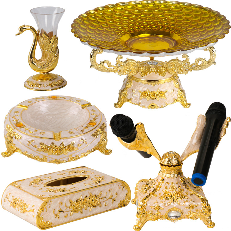 ktv摆台用品包厢欧式水果盘架用 夜总会所桌面摆件全套合金-阿里巴巴