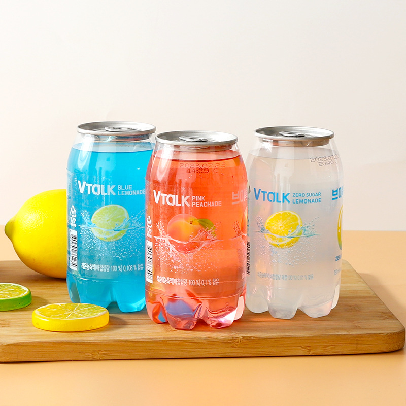 韩国进口vtalk柠檬桃子味碳酸饮料高颜值少女心网红汽水饮品350ml