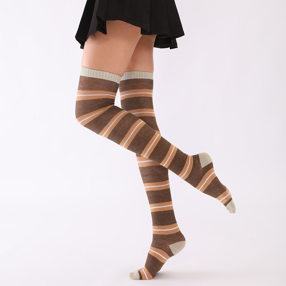 Japanese Style Stripe Hot Girl over Knee Socks Women's Stockings Slimming Anime Spring, Summer, Autumn and Winter Four Seasons Thin