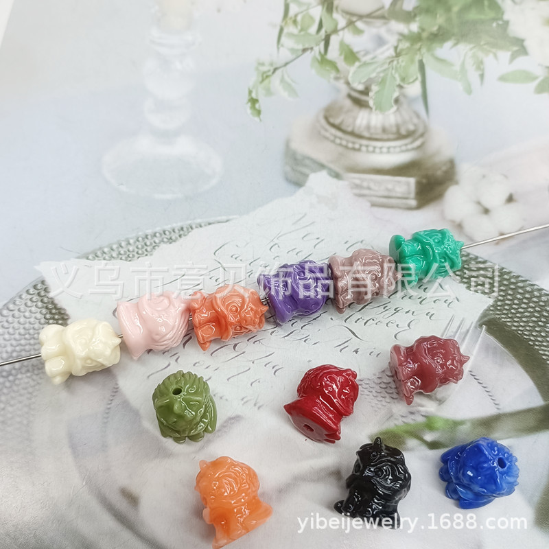 Candy Color Three-Dimensional Lion 12x16mm Pink Pressure Spacer Bracelet Necklace Pendant Accessories Diy Material