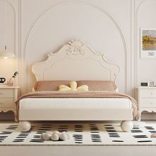 法式儿童床轻奢皇冠公主床少女梦幻城堡粉色女孩1.2m单人床实木床