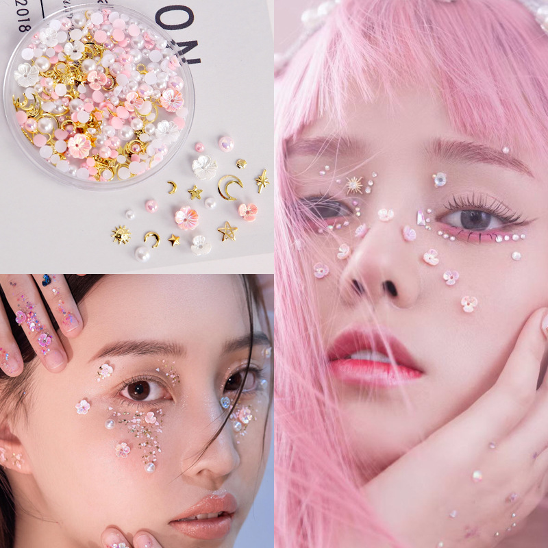 眼妆贴钻儿童舞台妆面亮片贴蝴蝶花朵饰品美甲钻新娘化妆眼角装饰
