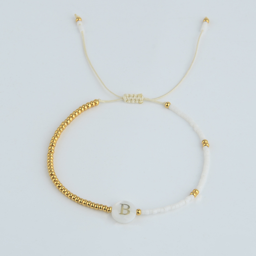 Nixi Special-Interest Design Natural Shell Letters Very Fine Twin Miyuki Bead Small Bracelet Cross-Border Hot Sale Beaded