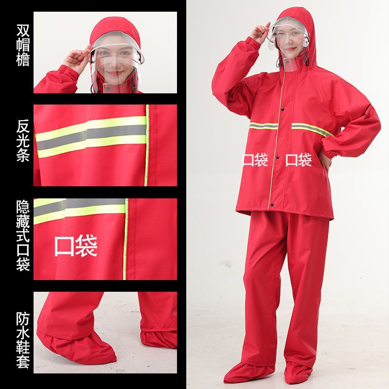 Raincoat Rain Pants Suit Full Body Rain Boots Men and Women Split Rain-Proof Adult Thickened Bicycle Electric Car Motorcycle