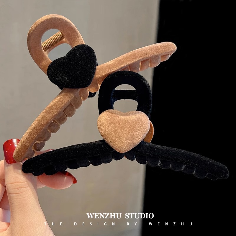 Autumn and Winter Flocking Oversized Love Grip Female Simple Hair Accessories XINGX Dopamine Firm Clip Hairware Shark Clip