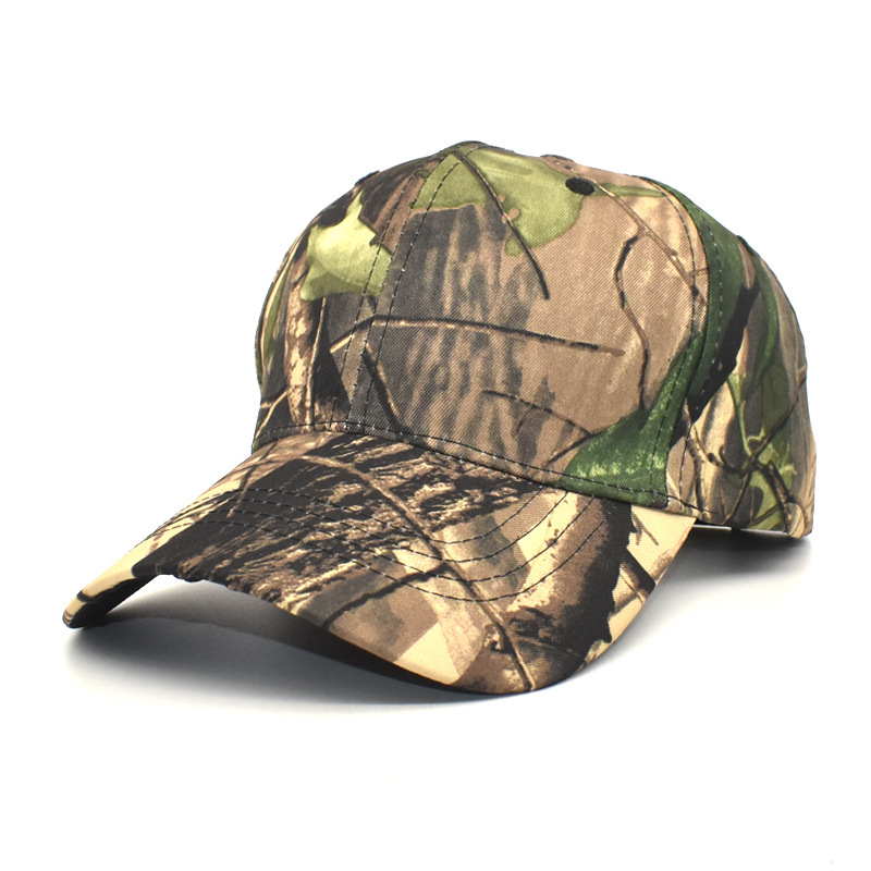 European and American Summer Outdoor Sun-Proof Peaked Cap Leaves Printing Jungle Camouflage Cap Men and Women Camouflage Baseball Cap Military Cap