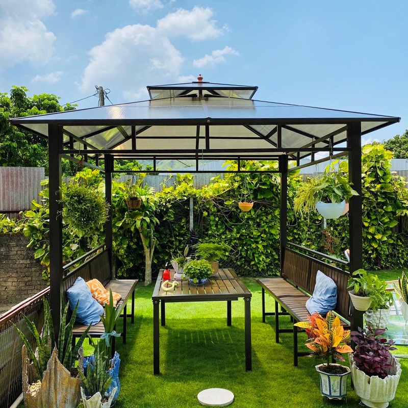 户外凉亭花园庭院遮阳棚茶水亭简易别墅露台家用铁艺乘凉休闲亭子