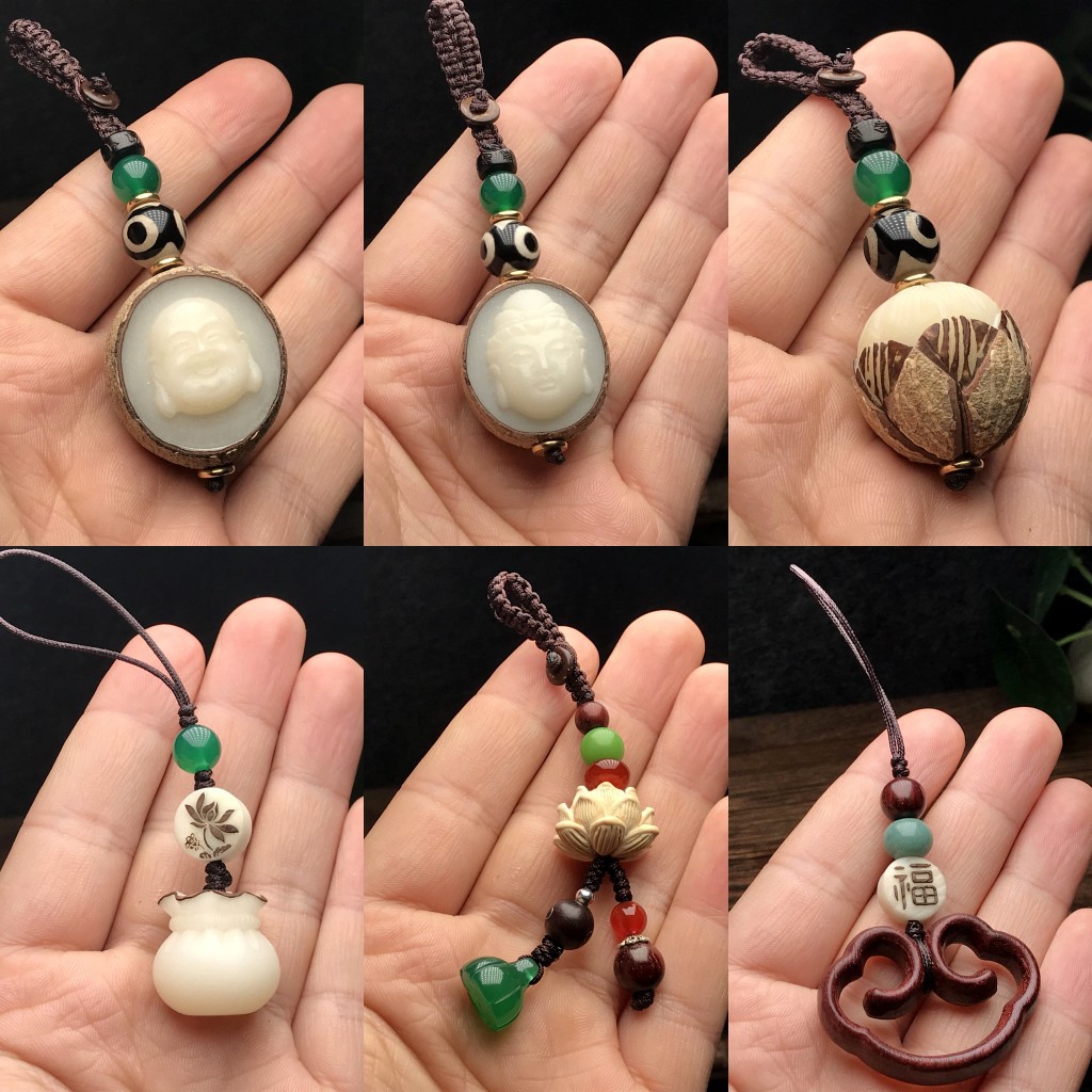 原籽菩提莲花汽车钥匙扣挂件观音弥勒佛头钥匙扣男女饰品