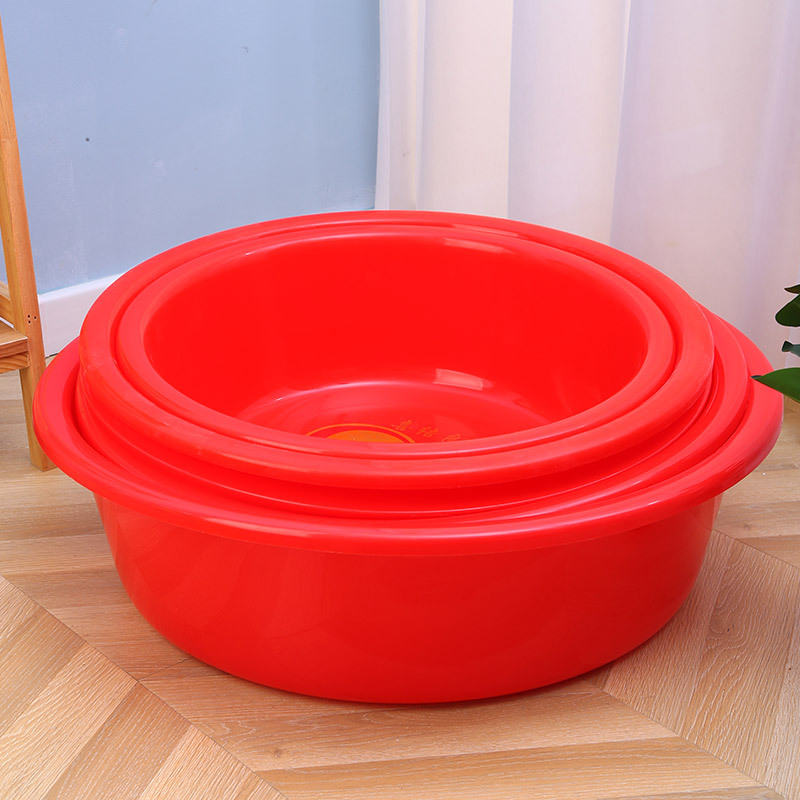 Factory Supply Household Large Red Basin Plastic Festive Bright Red Large Red Basin Baby Bathtub Deepening Thickening Laundry Basin