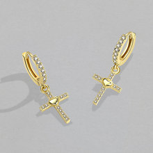 欧美ins个性设计感耳扣潮新款镶钻十字架耳环气质个性潮流耳饰品