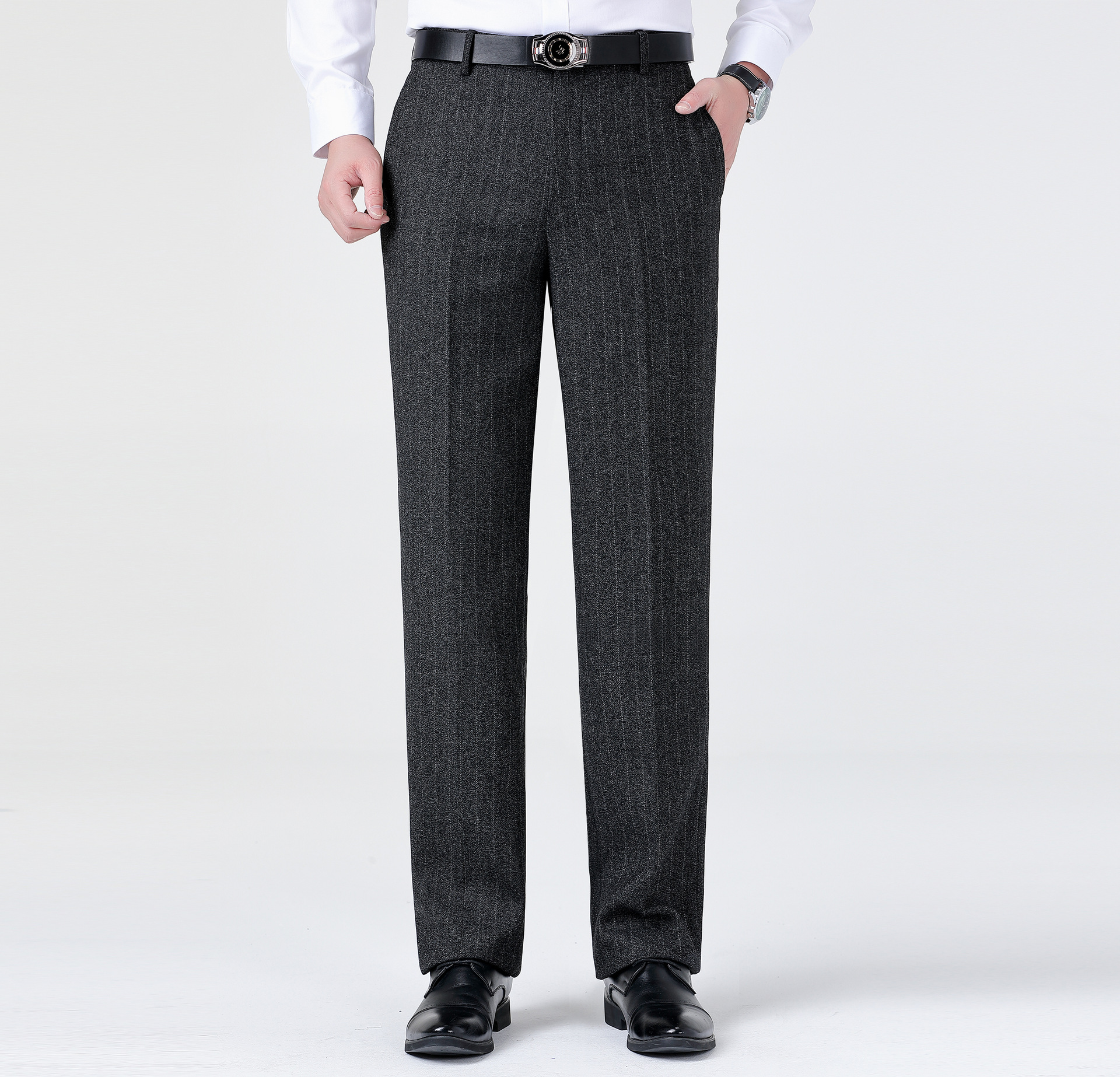 品牌正品男士羊毛西裤秋冬季中年无痕商务休闲裤保暖时尚气质长裤