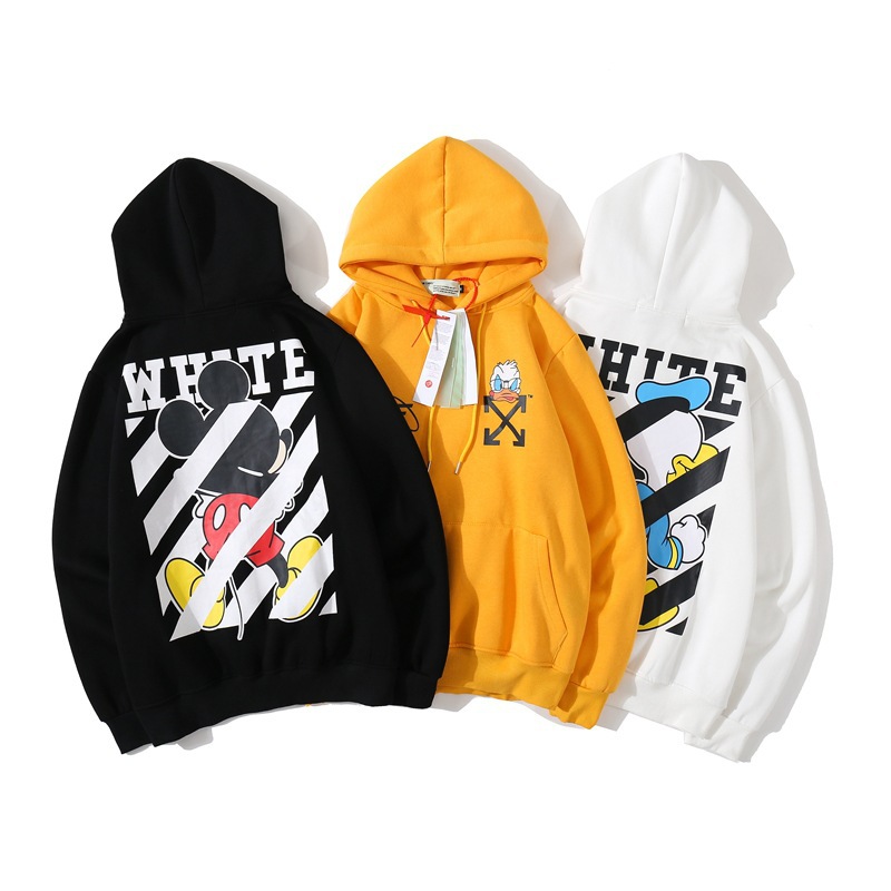 2021新秋冬ow off加绒 white联名款米老鼠箭头帽男女休闲百搭套头