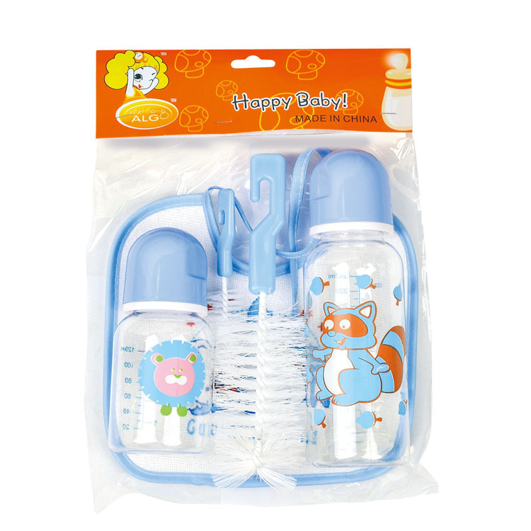 Foreign Trade Mother and Baby Standard Caliber Pp Feeding Bottle Newborn Saliva Towel Baby Bottle Brush Combination Set Five-Piece Set