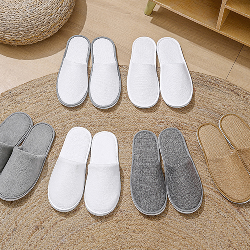 Hotel Disposable Slippers Summer Home Hospitality B & B Guest Room Disposable Linen Brushed Slippers Factory Wholesale