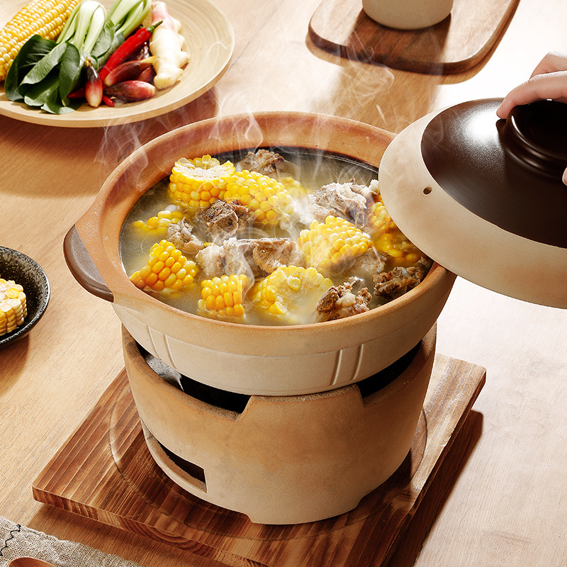 old-fashioned stew casserole household high temperature resistant anti-dry burning dual-use stone pot gas stove clay pot pot glaze-free soil ceramic pot